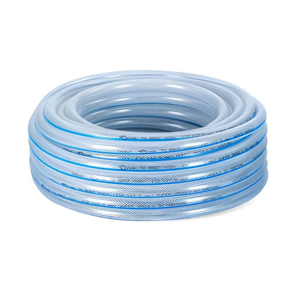 Örgülü Şeffaf Bahçe Hortumu 25 Metre Dayanıklı 3 Katlı Sağlam Çeşme Su Sulama Yıkama Hortum 12.5 mm 1/2" - Resim 5