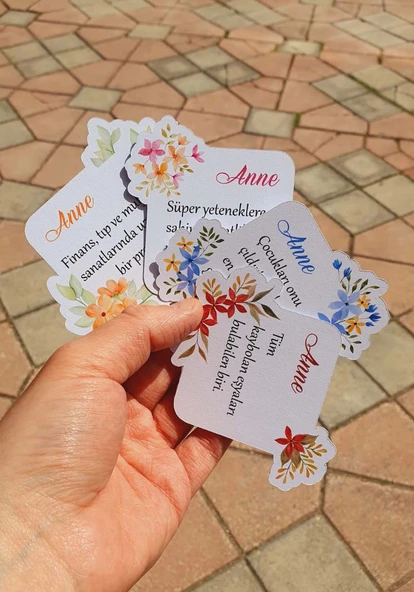 Anneler Günü Tebrik Kartı 4 Lü Özel Kesim Kartlar-ANNE-002 - Resim 4