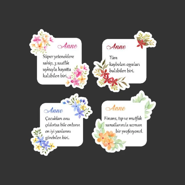 Anneler Günü Tebrik Kartı 4 Lü Özel Kesim Kartlar-ANNE-002 - Resim 3