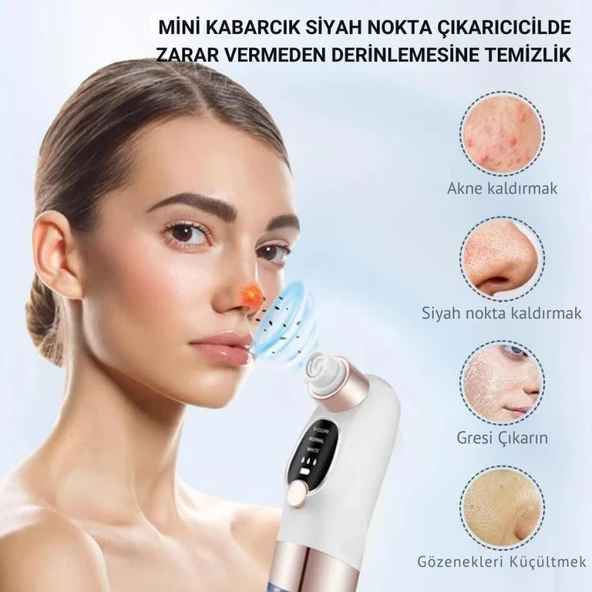 Coofbe Profesyonel Kirli-Temiz Sıvısı Hazneli 6 Başlıklı Şarjlı Vakumlu Siyah Nokta Akne Temizleyici Tüm Ciltler İçin - Resim 3