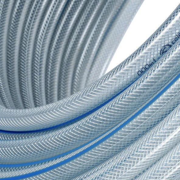 Örgülü Şeffaf Bahçe Hortumu 25 Metre Dayanıklı 3 Katlı Sağlam Çeşme Su Sulama Yıkama Hortum 12.5 mm 1/2" - Resim 6