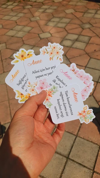 Mother's Day -Anneler Günü Tebrik Kartı 4 Lü Özel Kesim Kartlar-ANNE-03 - 7