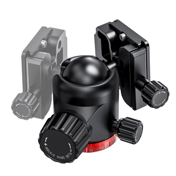 JUSINO BE-36 Profesyonel Tripod Kafası - 12 kg Taşıma Kapasitesi - CNC Alüminyum - Panoramik Hareket - Arca-Swiss Uyumlu - 5