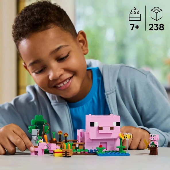 LEGO Minecraft Yavru Domuz Evi 21268 – 7 Yaş ve Üzeri Çocuklar için Kahraman Figürü, Yaratıklar ve Orman Biyomu İçeren Ç - 2