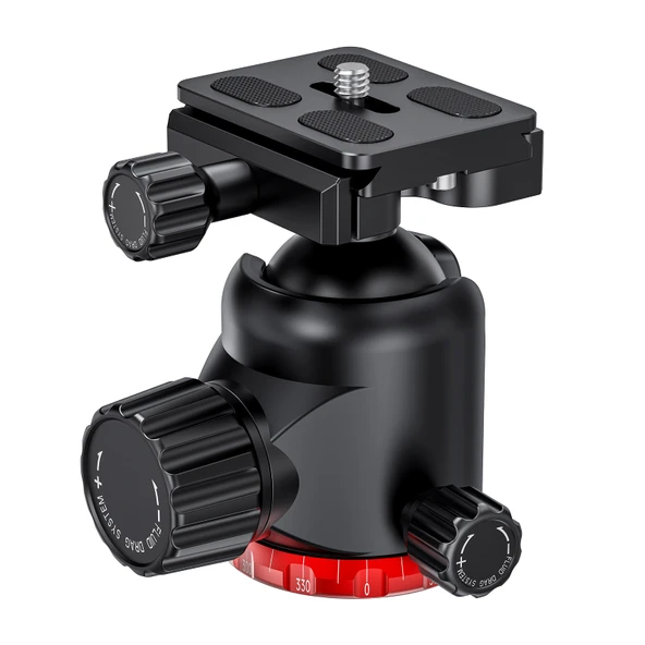 JUSINO BE-36 Profesyonel Tripod Kafası - 12 kg Taşıma Kapasitesi - CNC Alüminyum - Panoramik Hareket - Arca-Swiss Uyumlu - 3