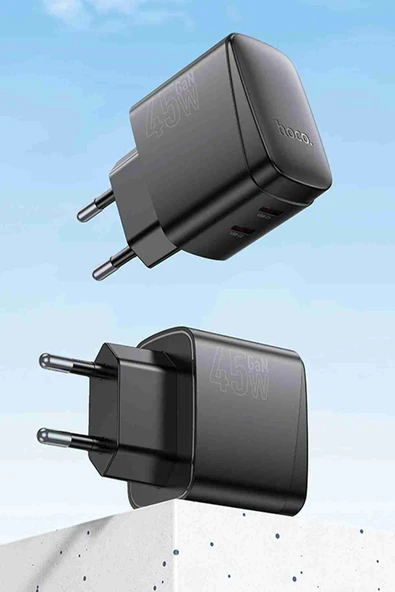 Hoco CS62A Bright 45W 2 Adet Type-C Çıkışlı Ekstra Type-C to Type-C Kablolu PD Hızlı Şarj Aleti - Resim 4