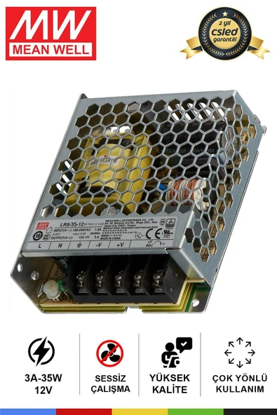 CSled  Mean Well LRS-35-12  | 35W 12V 3A Anahtarlamalı Güç Kaynağı