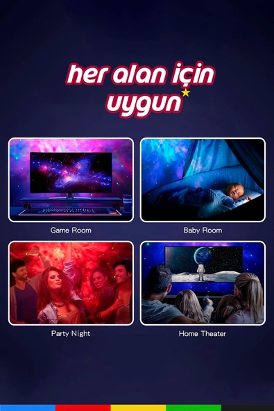 CSled  Astronot Yıldız Projektör Galaksi Gece Lambası Çocuk Odası Dekoru Yıldızlı Tavan Işığı - 4