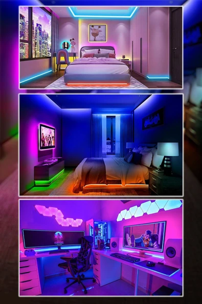CSled  5 Metre Animasyonlu RGB Şerit LED - Tak Çalıştır, Kumandalı, Trafolu Aydınlatma - Parti - Dekorasyon - 3