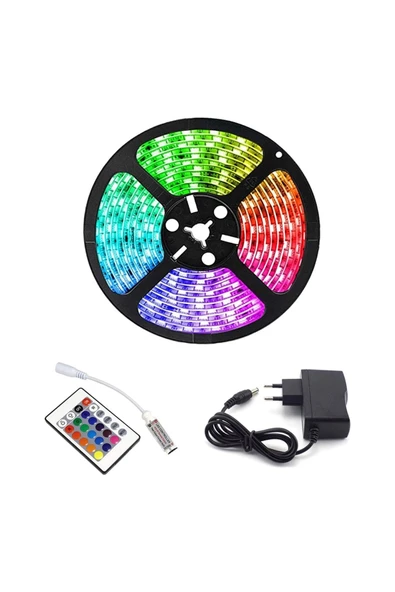 RBG  Rgb Şerit Led Iç Ve Dış Mekan 5 Metre Kumandalı