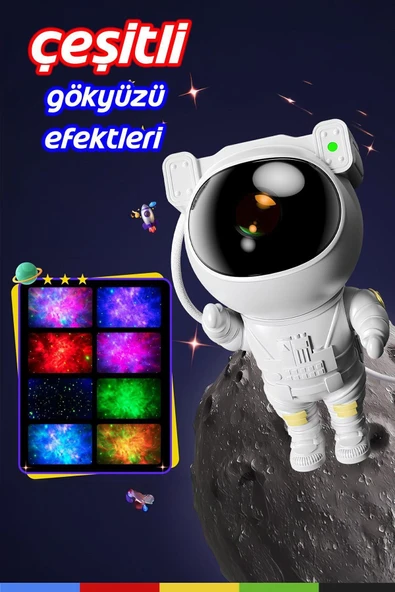 CSled  Astronot Yıldız Projektör Galaksi Gece Lambası Çocuk Odası, Noel, Doğum Günü, Sevgililer Günü - 2