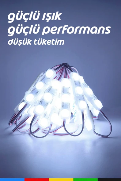 CSled  12V 1.08W Samsung  Beyaz 6500K Geniş Açı LED  50 Adet Su Geçirmez Yapışkanlı Reklam Işık - 6