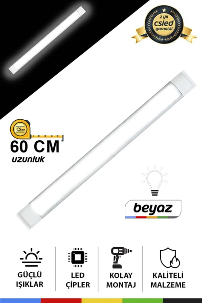 CSled  60 cm 36W Yatay LED Bant Armatür – Beyaz Işık, Enerji Tasarruflu & Uzun Ömürlü