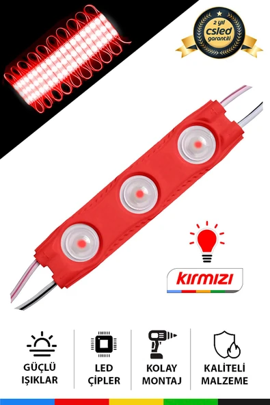 CSled  DC12V 1.2W Kırmızı LED Modül 5 Adet Su Geçirmez Yapışkanlı Reklam Tabelası Dekoratif Işık