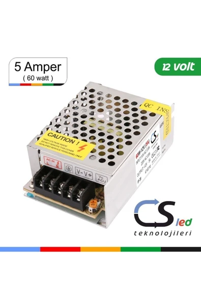 CSBİLİŞİM  12 Volt 5 Amper Metal Kasa Adaptör (iç Mekan)