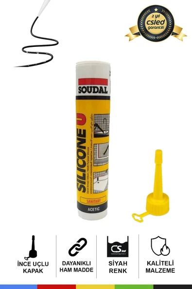 CSled  Soudal Siyah Silikon 280 Gr – Yüksek Kaliteli Derz Dolgu Malzemesi