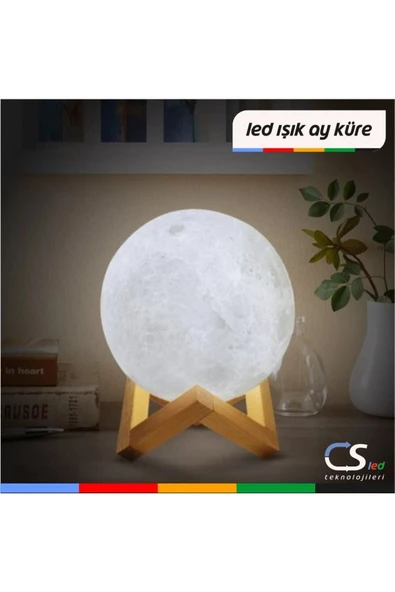 CSled  Cs Led 3d Standlı Ay Küre Gece Lambası Günışığı 10 Cm