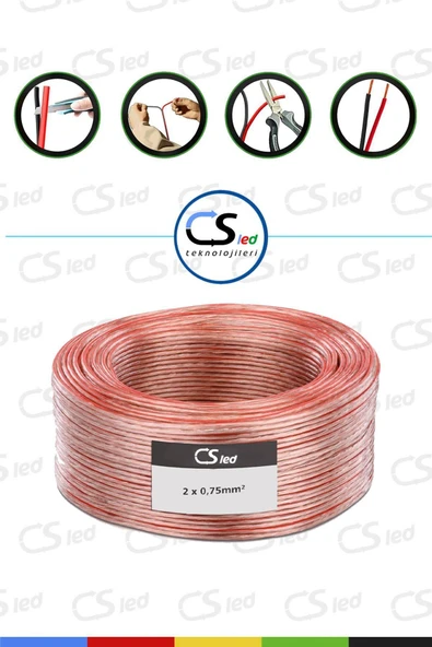 CSled  2 x 0,75 Şeffaf Kordon Kablo – Tam Bakır, PVC Kaplama, Esnek Yapı (1 METRE) - 3