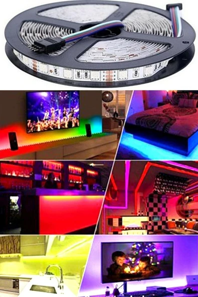 Doxal  5mt Kumandalı Işıldak Rgb Şerit Led Lamba Iç Ve Dış Mekan Silikon Yapışkanlı Aydınlatma - 2