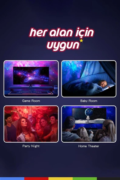 CSled  Astronot Yıldız Projektör Galaksi Gece Lambası Çocuk Odası, Noel, Doğum Günü, Sevgililer Günü - 4