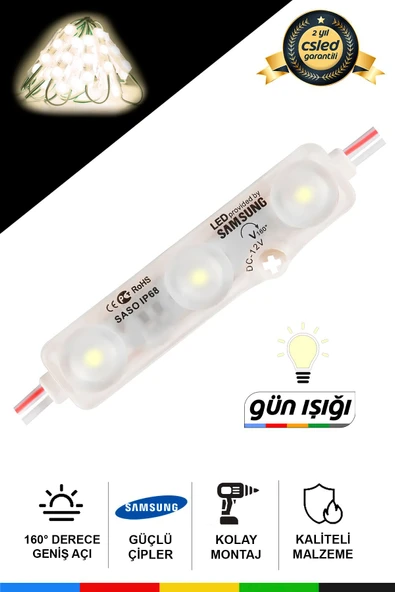 CSled  12V 1.08W Samsung  Gün Işığı 3000K Geniş Açı LED  500 Adet Su Geçirmez Yapışkanlı Dekoratif Işık