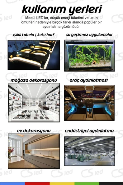 CSled  DC12V 1.5W 200 ADET Beyaz LED Modül Su Geçirmez Yapışkanlı Reklam Tabela Işık - 2