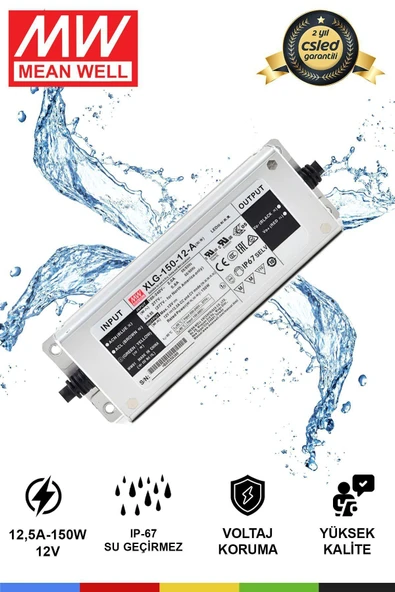 CSled  MeanWell XLG-150-12-A | 150W 12V 12.5A Sabit Voltaj & Sabit Akım LED Sürücü