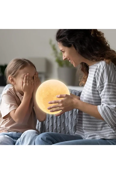 ELBA  3d Standlı Ay Gece Lambası (36 Cm Çap) - 5