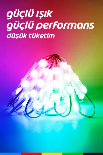 CSled  RGB LED Modül 0.72W, DC12V, IP65 Su Geçirmez, Yapışkanlı, Reklam ve Dekoratif Işık - 20 Adet - 6