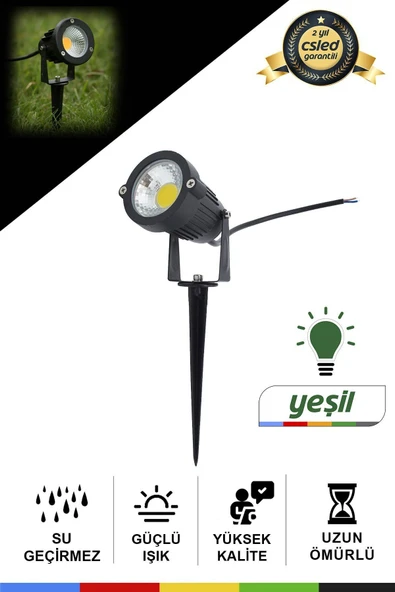 CSled  7W COB LED Çim Aydınlatma Kazıklı Bahçe Armatürü – IP65 Yeşil