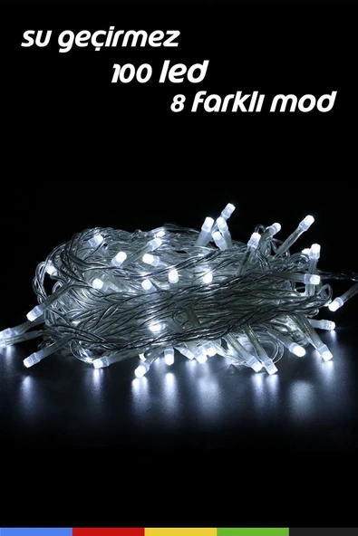 CSled  10 Metre 100 LED Kumandalı Yılbaşı Ağacı Işığı – Beyaz Dekoratif Pirinç Işık - 4