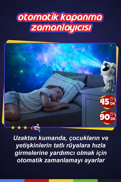 CSled  Astronot Yıldız Projektör Galaksi Gece Lambası Çocuk Odası, Noel, Doğum Günü, Sevgililer Günü - 5