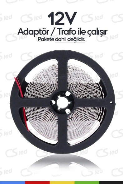 CSled  12V İç Mekan M/60 5050 Mavi LED Şerit – 5 Metre, Kesilebilir ve Eklenebilir - 3
