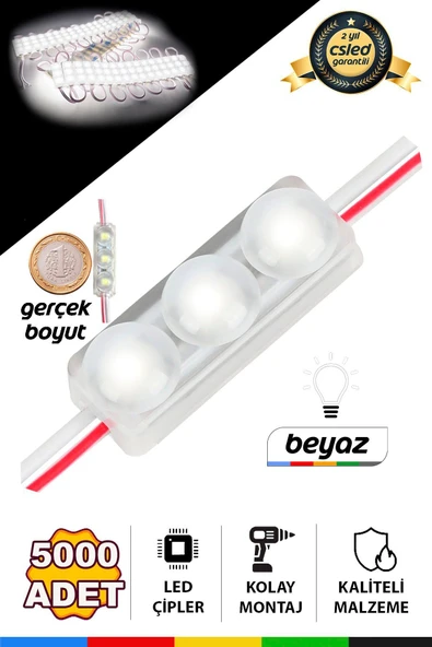 CSled  DC12V MİNİ MODÜL 5000 ADET Beyaz LED Modül Su Geçirmez Yapışkanlı Reklam Tabela Işık