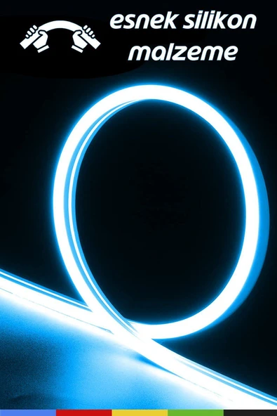 CSled  12V İç ve Dış Mekan Buz Mavisi Neon LED – 5 Metre Esnek Silikon Neon  (1 cm’de Bir Kesilebilir) - 4