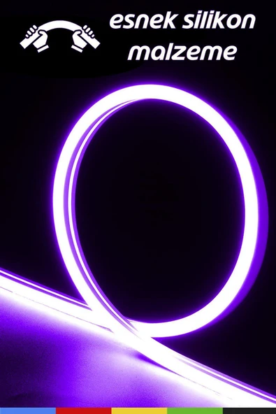CSled  12V İç ve Dış Mekan Mor Neon LED Şerit – 50 Metre Esnek Silikon Neon Işık, (1 cm’de Bir Kesilebilir) - 5
