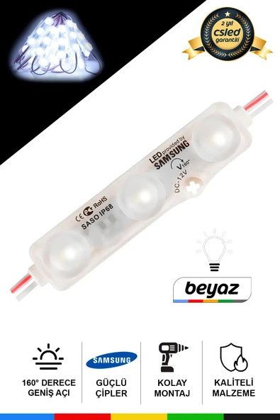 CSled  12V 1.08W Samsung  Beyaz 10000K Geniş Açı LED  1 Adet Su Geçirmez Yapışkanlı Reklam Işık