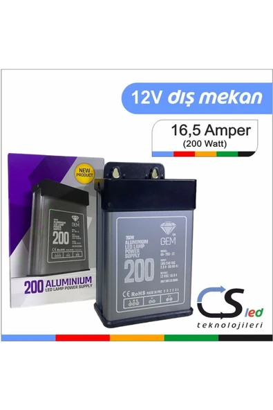 CSled  12 Volt 16,5 Amper Metal Kasa Yağmur Geçirmez Dış (yarı) Mekan Adaptör - 2