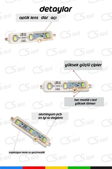 CSled  12V 1.5W Samsung  Gün Işığı 3000K Dik Açı LED  1 Adet Su Geçirmez Yapışkanlı Dekoratif Işık - 3
