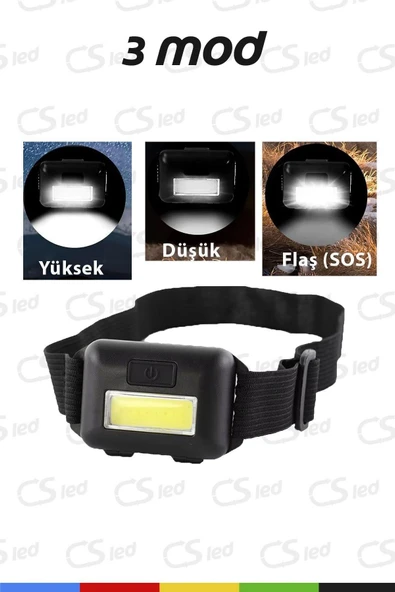 CSled  Pilli Kafa Bantlı LED Işık – Ayarlanabilir, Renkli Kafa Lambası, Kitap Okuma ve Kamp Işığı - 5