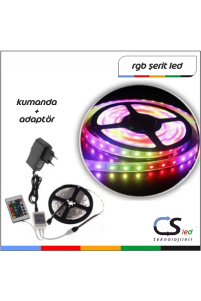 CSled  2835 Dış Mekan 5 Mt Rgb Şerit Led + Kumanda + Adaptör