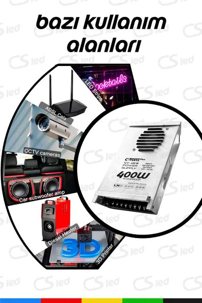 Ctrons  IP45 12V 33.3A Yağmur Korumalı Epoksili Demir Kasa Güç Kaynağı – 400W LED Sürücü AC/DC Trafo - 6