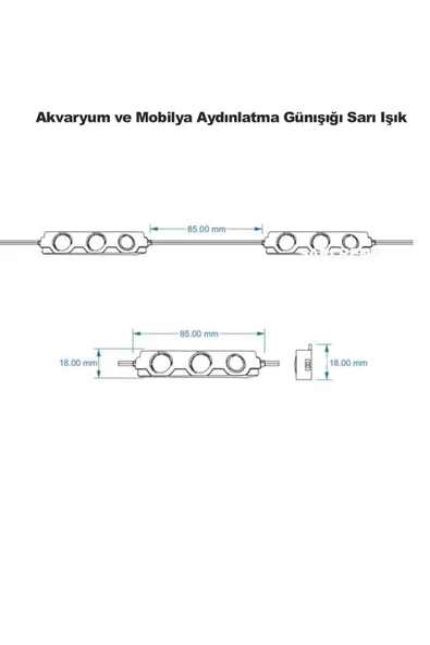 inox  Akvaryum Modül Led Aydınlatma Günışığı Sarı Işık Anahtarlı 5'li - 2