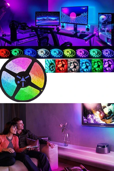 TECHNOFAST  Şerit Led Rgb 16 Renk Uzaktan Kumandalı Tak Çalıştır 10 m 12 Volt - 3