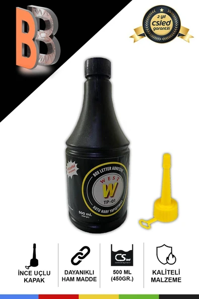 CSled  West Kutu Harf Genel Yapıştırıcısı 500ML – Alüminyum & Pleksi Yapıştırıcı (Şeffaf, İz Bırakmaz)