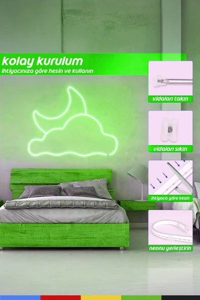 CSled  12V İç ve Dış Mekan Yeşil Neon LED Şerit – 5 Metre Esnek Silikon Neon  (1 cm’de Bir Kesilebilir) - 6