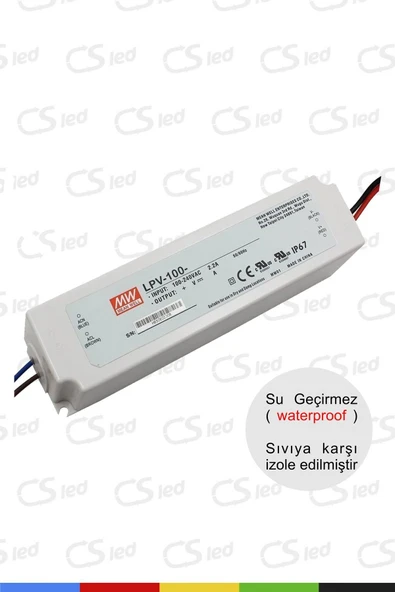 CSled  Meanwell LPV-100-12| 12V 8.5A 102W IP67 LED Sürücü Güç Kaynağı Transformatörü LED Trafo - 5