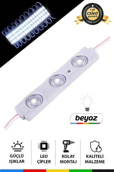 CSled  Dc12v 1.5w Beyaz Led Modül 5 Adet Su Geçirmez Yapışkanlı Reklam Tabelası Dekoratif Işık