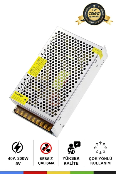 CSled  5V 40A Adaptör – 200W Güç Kaynağı, P10 Kayan Yazı Adaptörü, Kalın Kasa Trafo