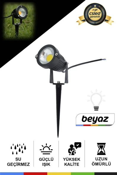 CSled  7W COB LED Çim Aydınlatma Kazıklı Bahçe Armatürü – IP65 Beyaz